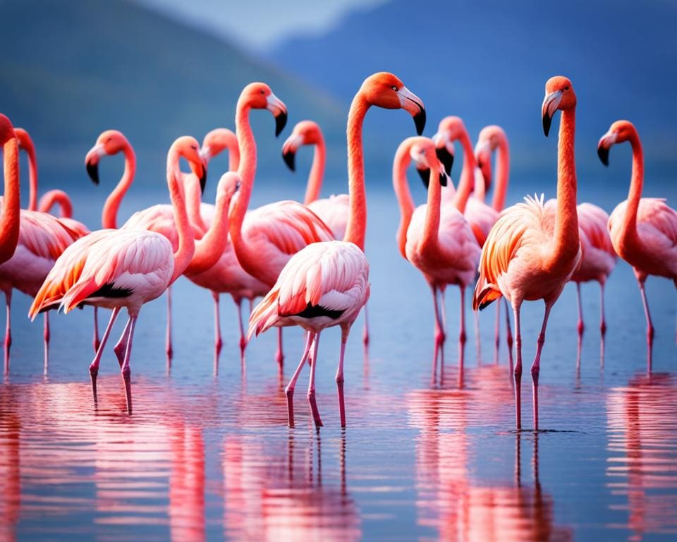 natuurlijke selectie en roze kleur flamingo's