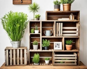 Creatief Gebruik van Oude Houten Kratten in Decor