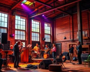 Bezoek een jazzfestival in een oud fabriekspand