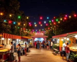 Bezoek een romantische nachtmarkt met streetfood en livemuziek