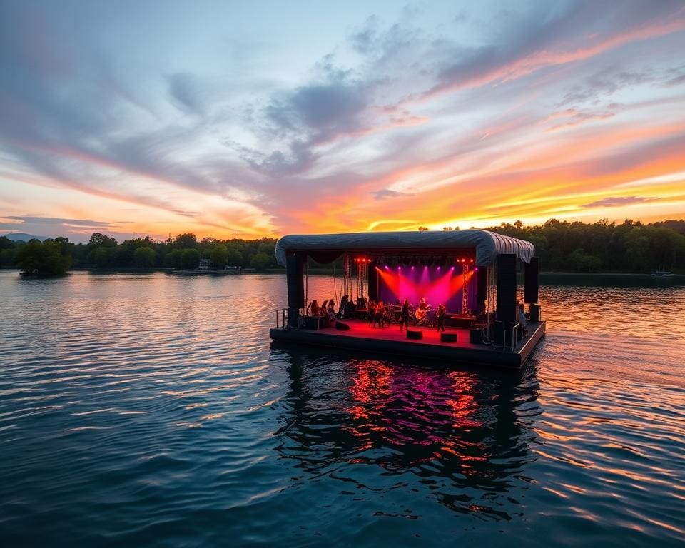 Ga naar een concert op een drijvend podium