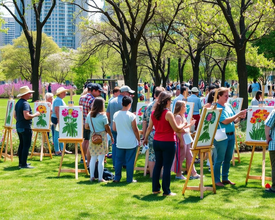 Probeer een schilderworkshop in een stadspark