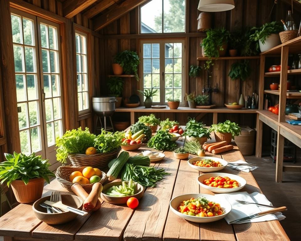 kookworkshop op een duurzame boerderij